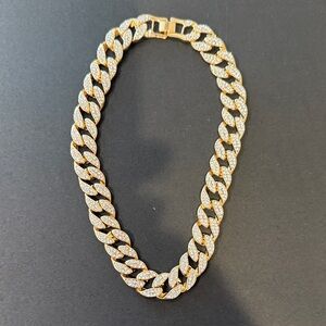 Gold Tone Cuban Link Chain Necklace